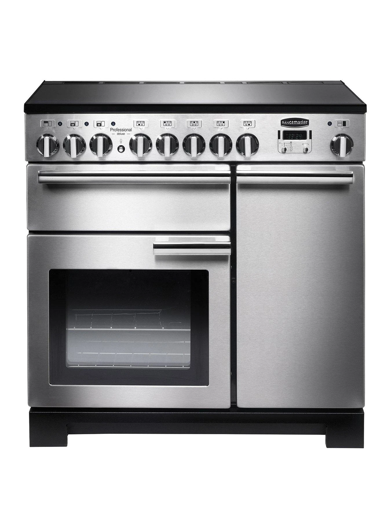 Rangemaster Professional Deluxe PDL90EISS/C 90cm Wide Electric Range Cooker With Induction Hob - Stainless Steel / Chrome - A/A Rated