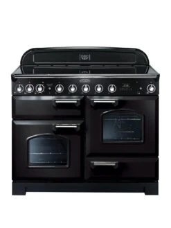 Rangemaster Classic Deluxe CDL110EIBL/C 110cm Wide Electric Range Cooker With Induction Hob - Black / Chrome - A/A Rated