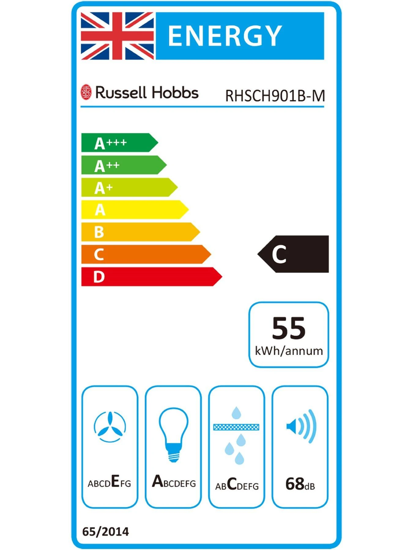 Russell Hobbs RHSCH901SS-M 90CM WIDE STAINLESS STEEL CHIMNEY COOKER HOOD Stainless Steel - Image 7