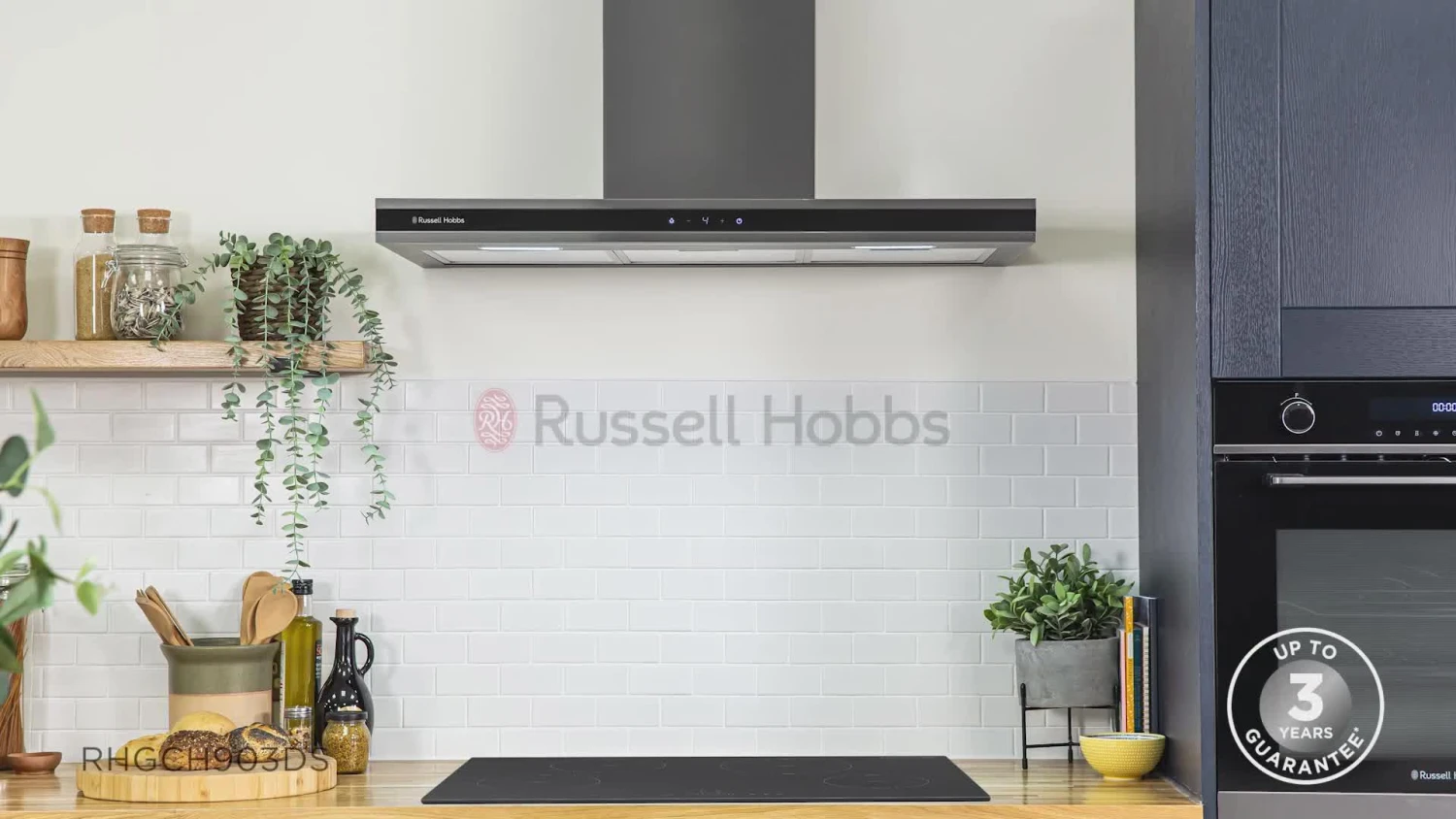 Russell Hobbs MIDNIGHT RHGCH903DS 90CM T-SHAPED CHIMNEY COOKER HOOD Dark Steel - Image 8