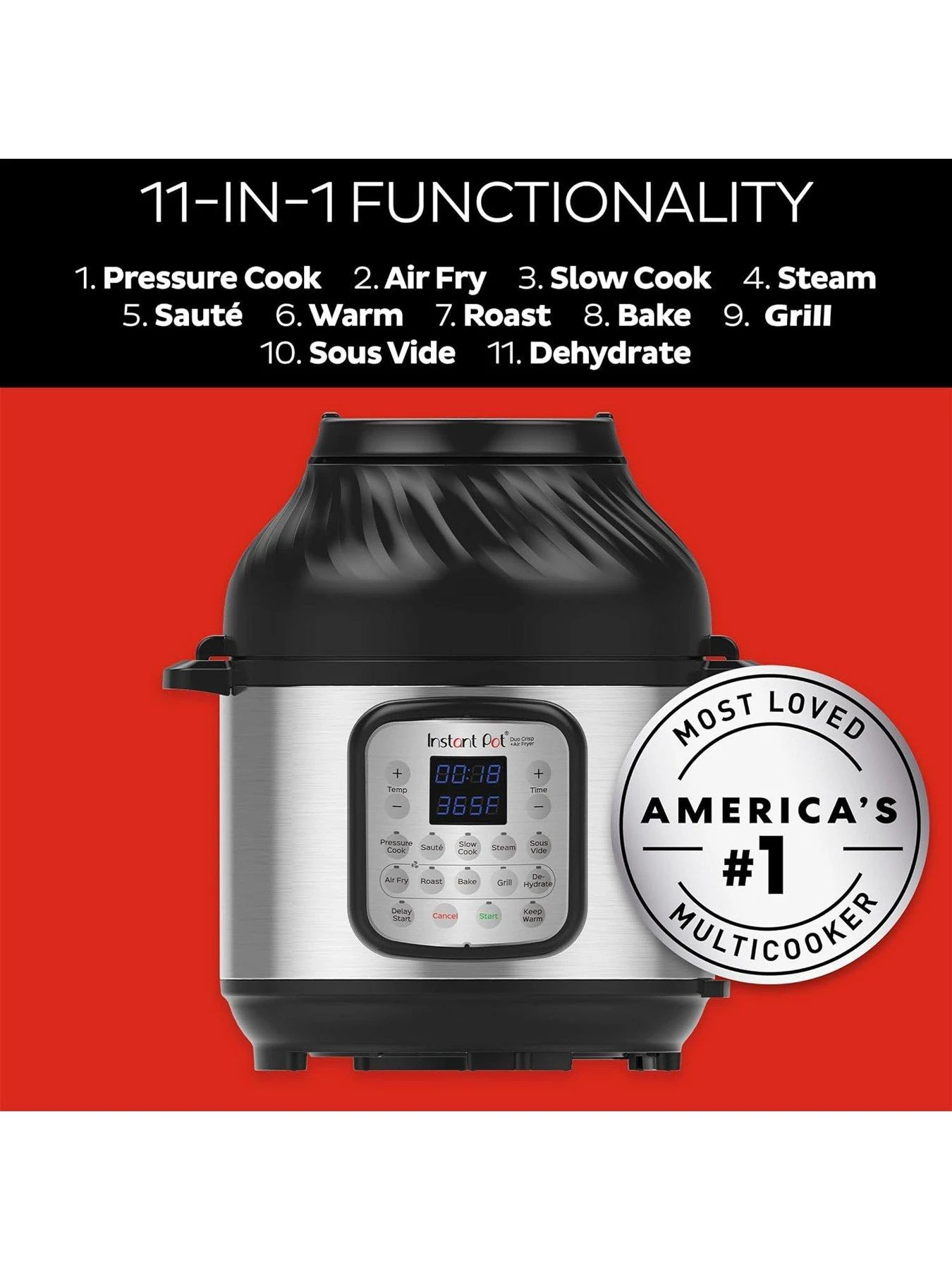 Instant Pot Duo Crisp Air Fryer & Smart Cooker 5.7L - Air Fryer, Pressure Cooker, Slow Cooker, Rice Cooker, Saute Pan, Grill And More - Image 2