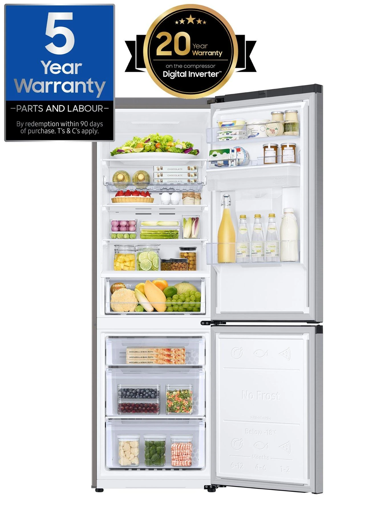 Samsung RB7300T RB34C652ESA/EU 4 Series Frost-Free Classic Fridge Freezer With Non-Plumbed Water Dispenser - E Rated - Silver - Image 2