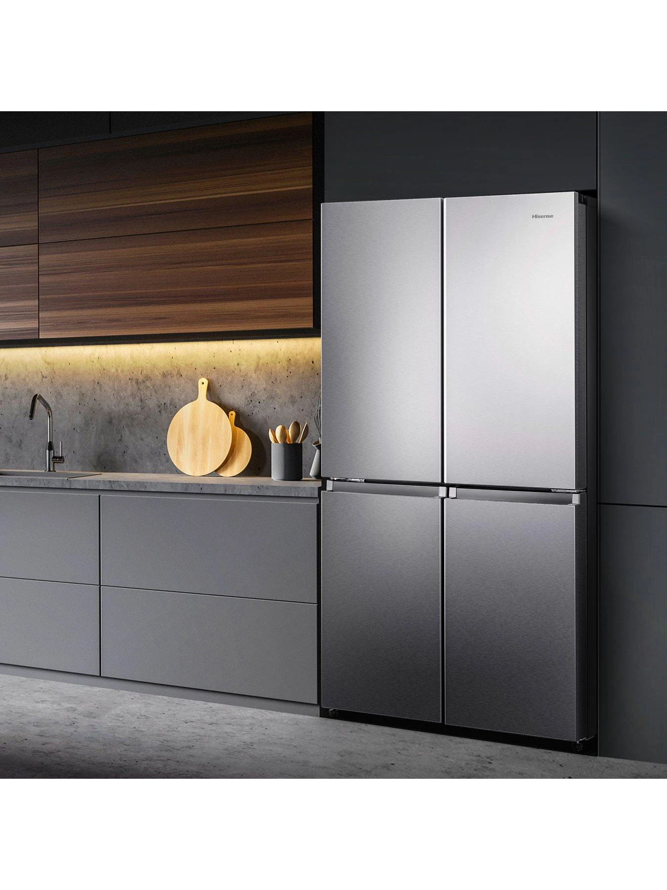 Hisense RQ758N4SASE Pureflat 90cm Cross Door, American Fridge Freezer - Stainless Steel - Image 3
