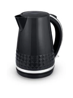Tower T10075BLK Solitaire Kettle With 360° Swivel Base, Cord Storage, 1.5L, 3KW - Black And Chrome Accents
