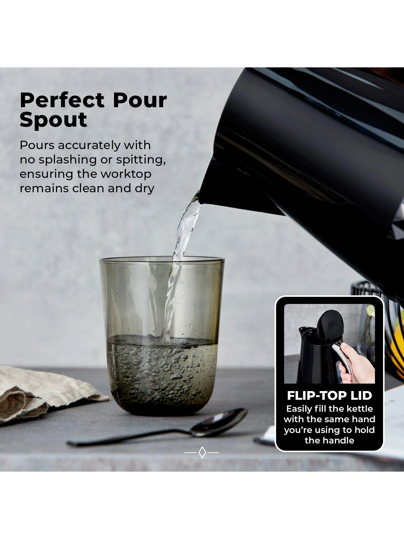 Tower T10075BLK Solitaire Kettle With 360° Swivel Base, Cord Storage, 1.5L, 3KW - Black And Chrome Accents - Image 6