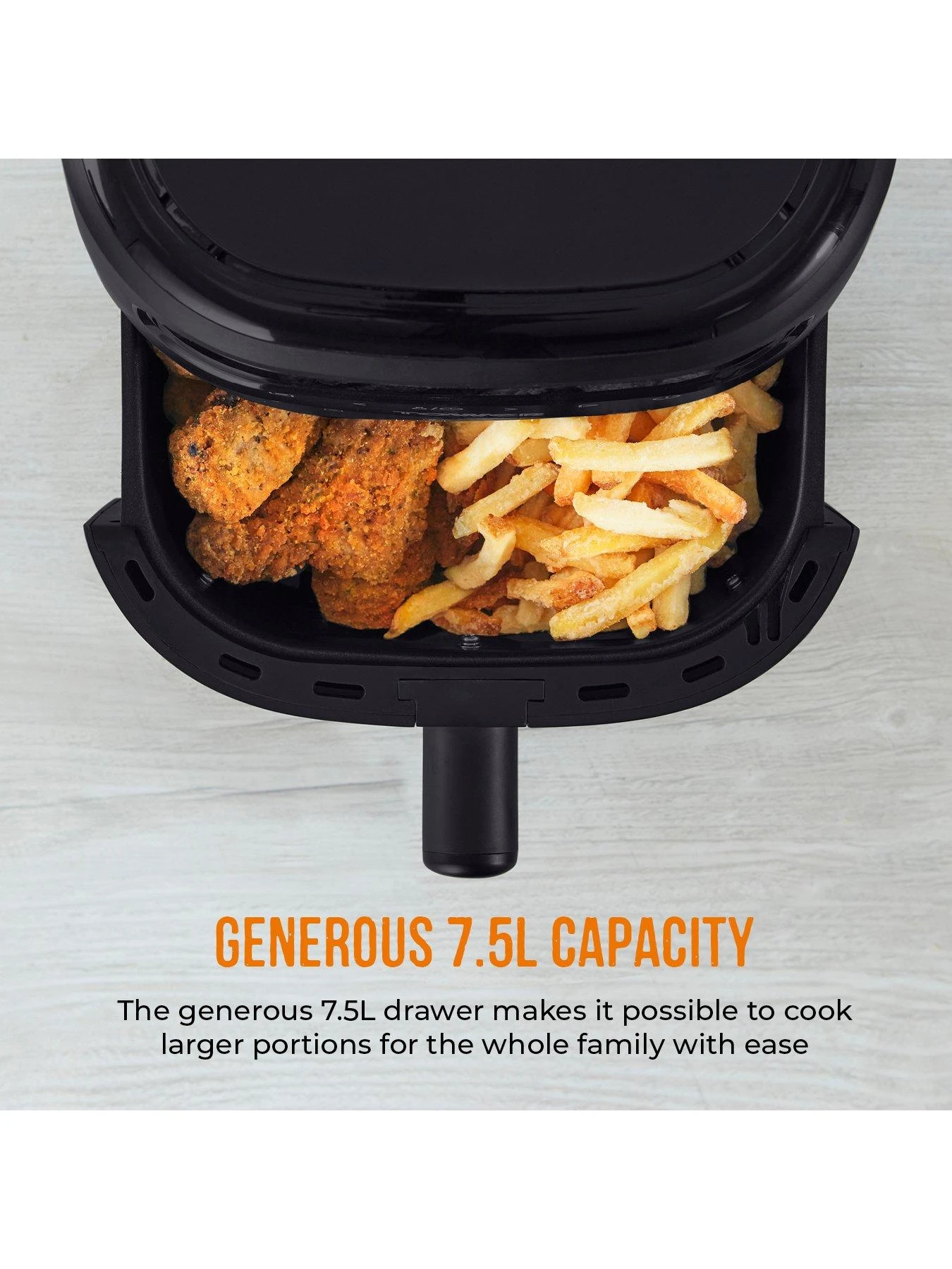 Tower T17123 Vortx Vizion 7.5L Air Fryer With Colour Digital Display, Digital Control Panel & 7 One-Touch Pre-sets, 1900W, Black - Image 5