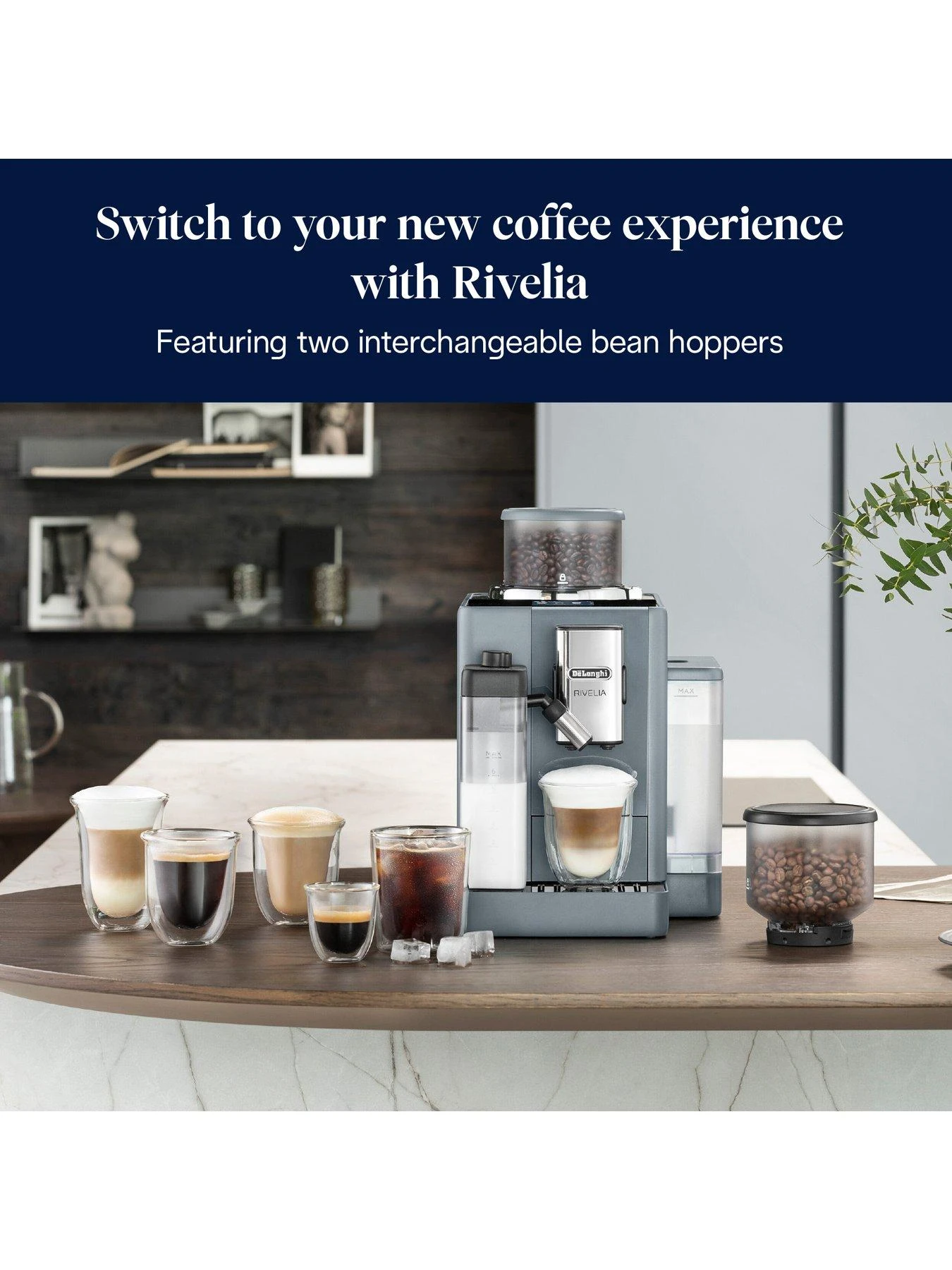 DeLonghi Rivelia Bean To Cup Coffee Machine - Grey EXAM440.55. - Image 2