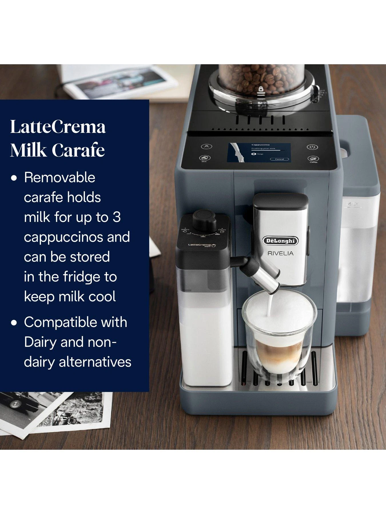 DeLonghi Rivelia Bean To Cup Coffee Machine - Grey EXAM440.55. - Image 6