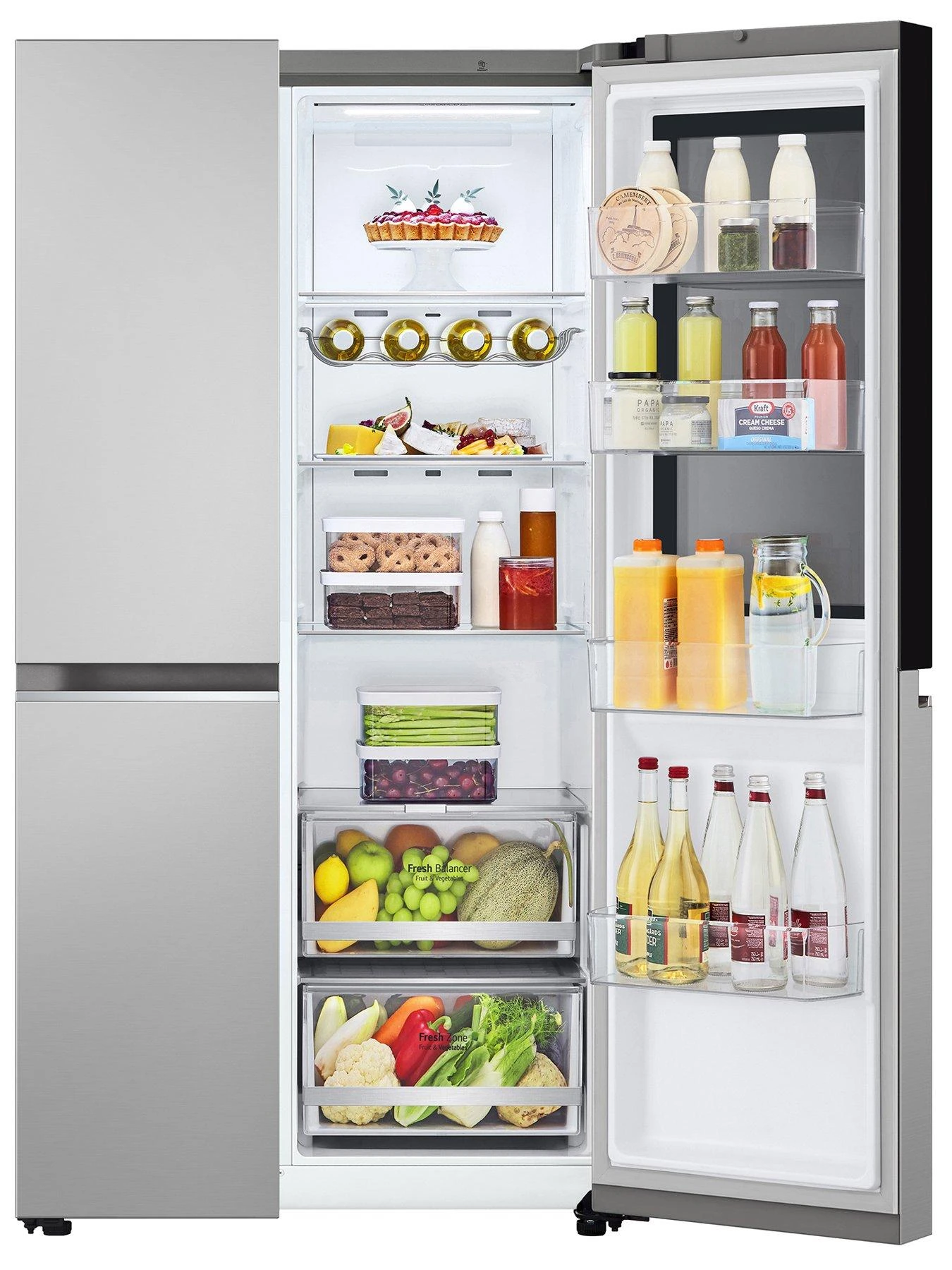 LG InstaView GSVV80PYLL Side-by-Side Fridge Freezer - Prime Silver - 655L - E Rated - Image 2