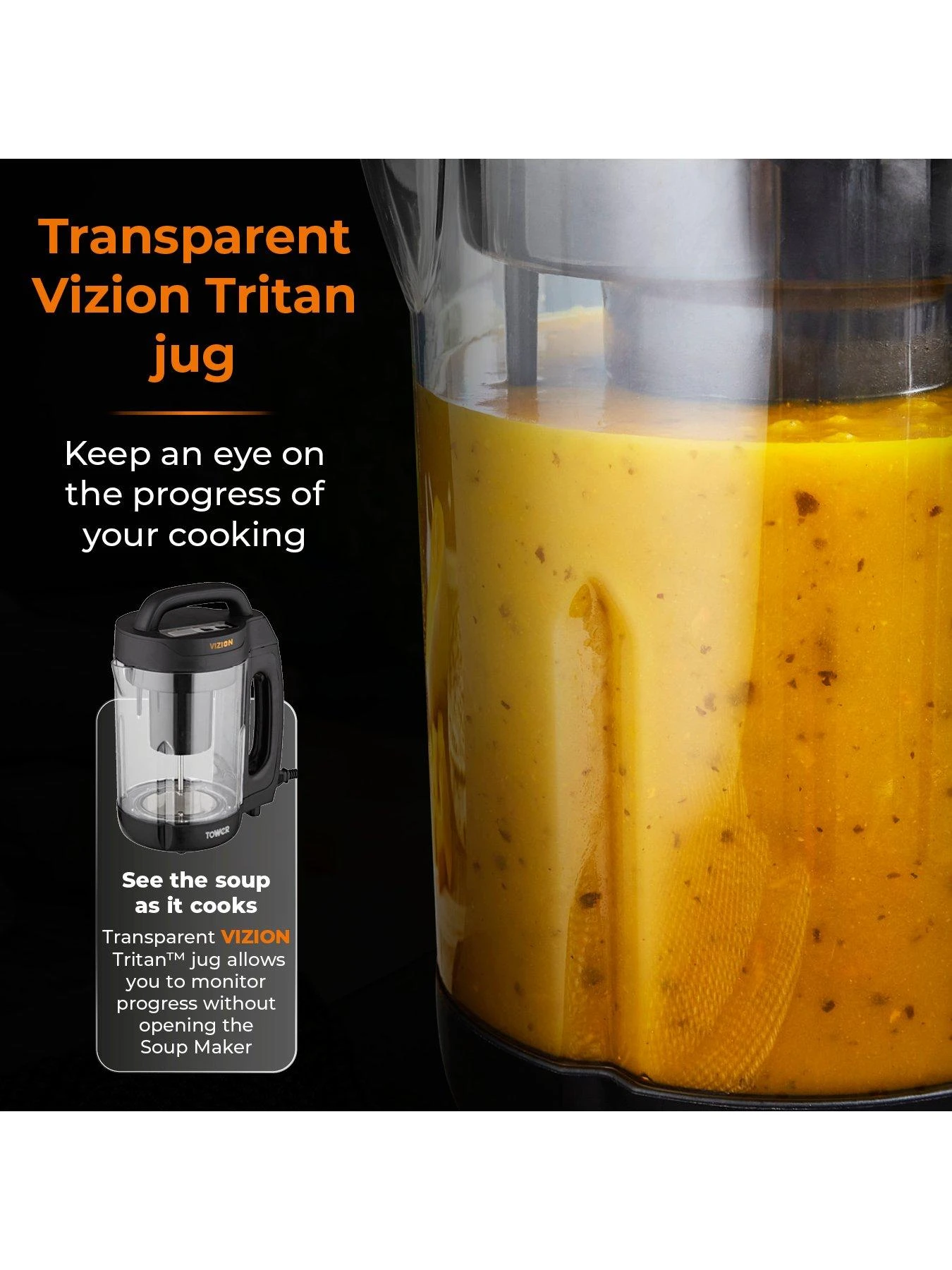 Tower T12067 1000W Vizion 1.6L Soup Maker With Transparent Body - Image 4